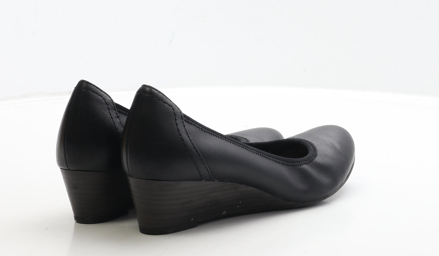 Tamaris Womens Black Leather Court Heel UK 4 37 - Estimated UK Size 4