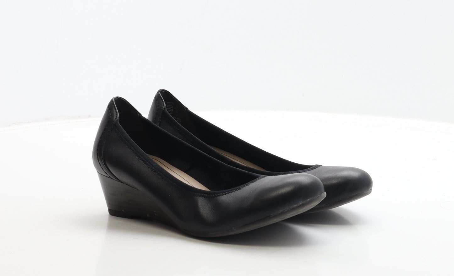 Tamaris Womens Black Leather Court Heel UK 4 37 - Estimated UK Size 4