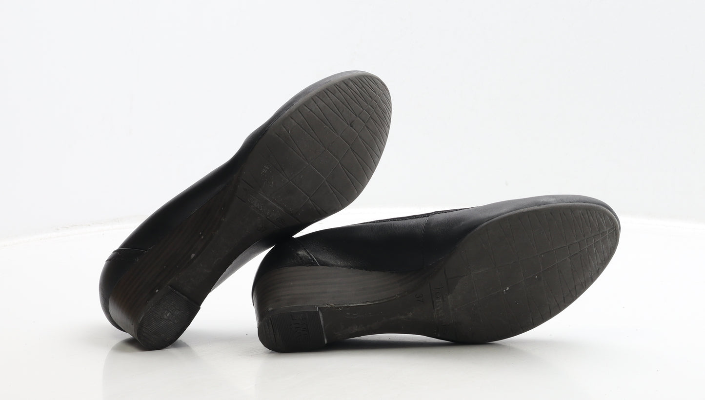 Tamaris Womens Black Leather Court Heel UK 4 37 - Estimated UK Size 4