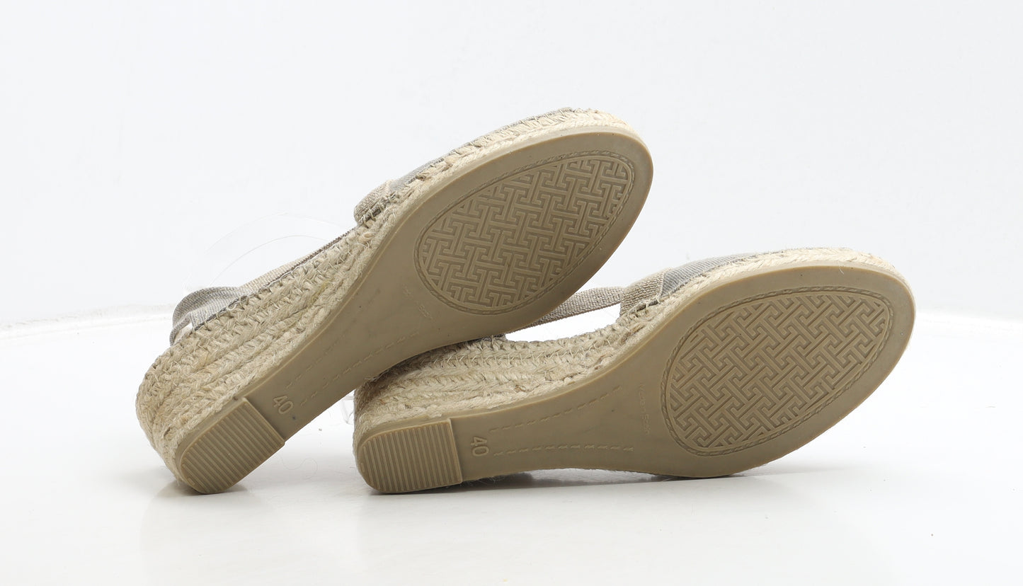 Toni Pons Womens Beige Fabric Espadrille Heel UK 7 40