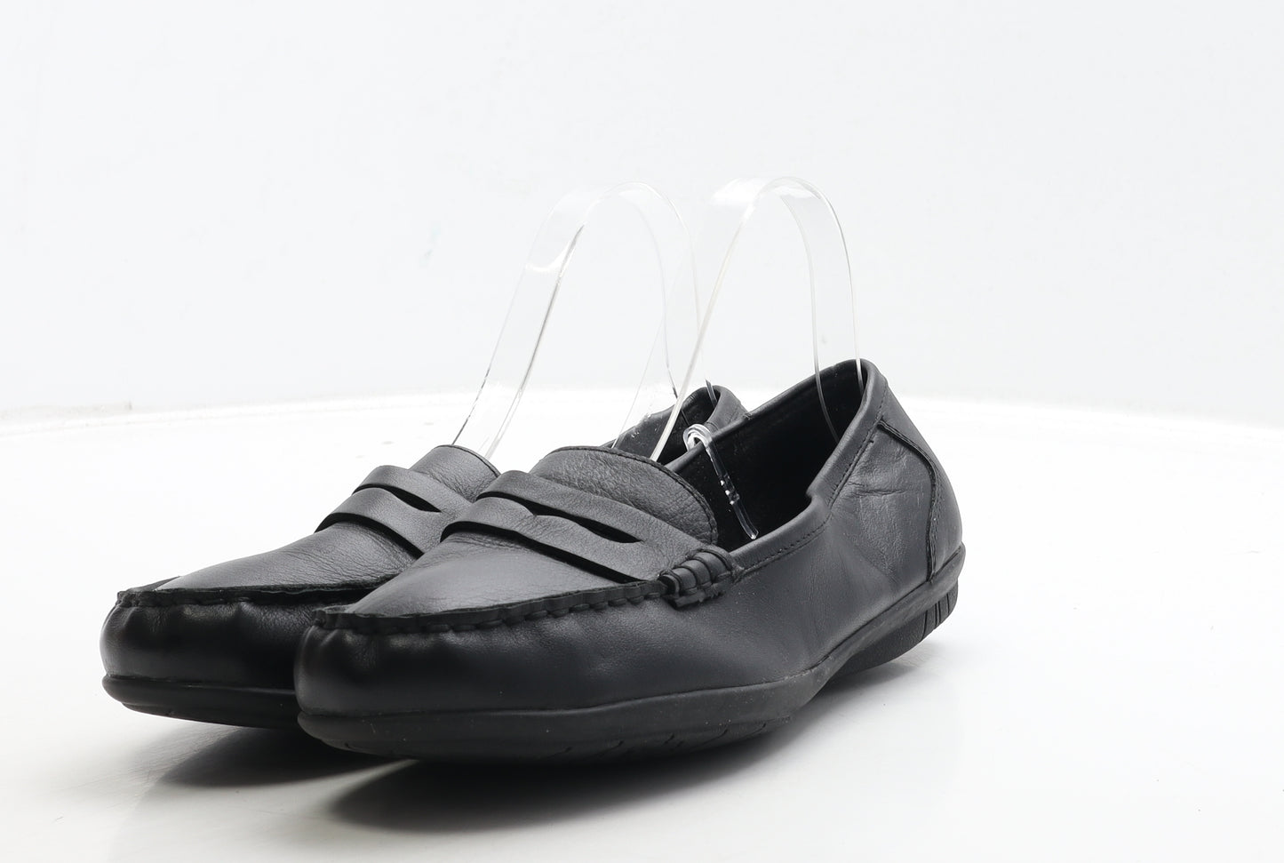 Hotter Womens Black Leather Loafer Flat UK 7.5
