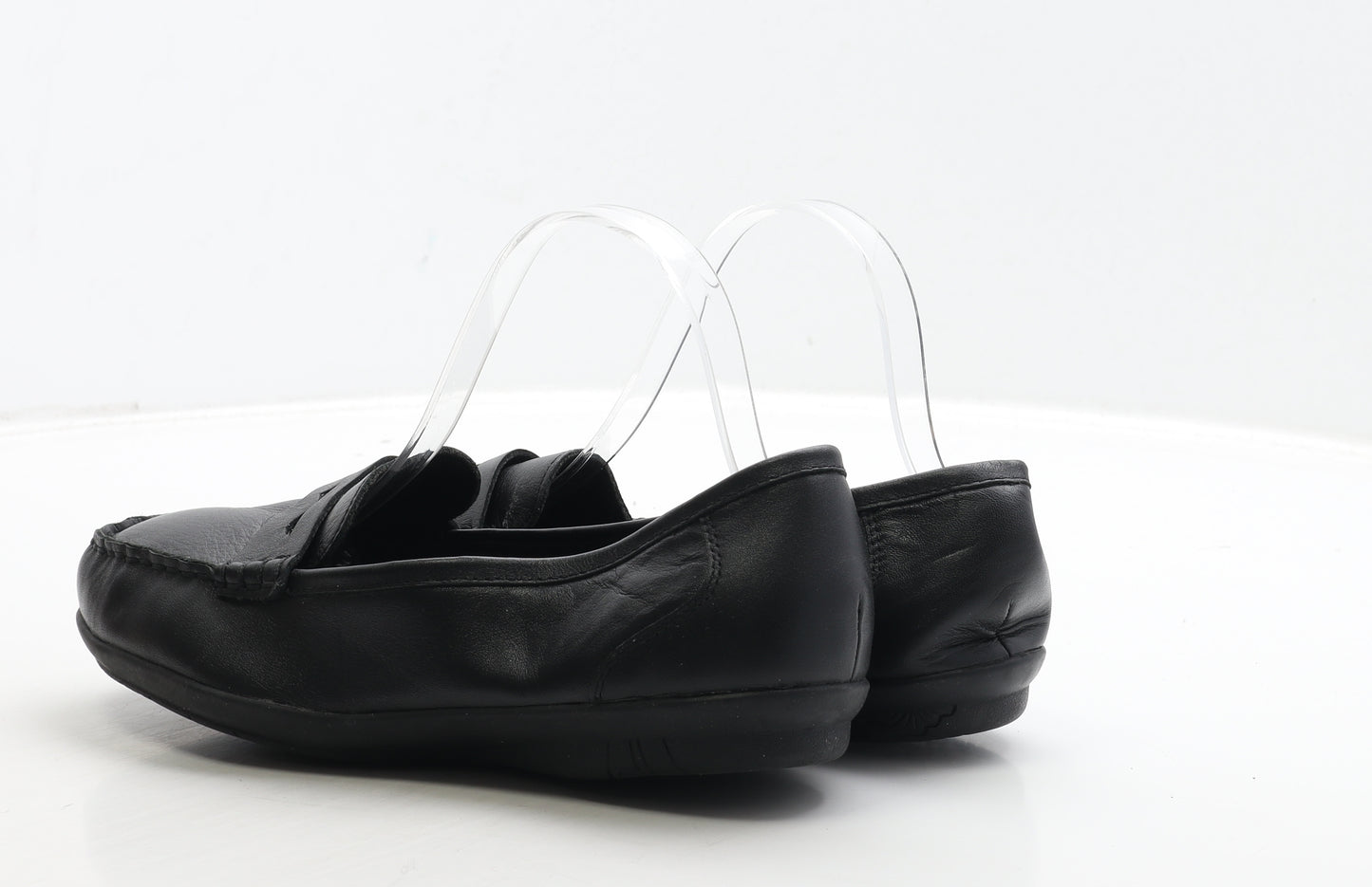 Hotter Womens Black Leather Loafer Flat UK 7.5