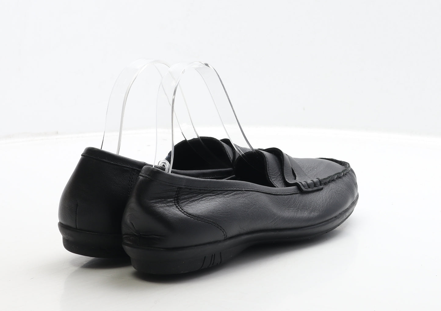 Hotter Womens Black Leather Loafer Flat UK 7.5