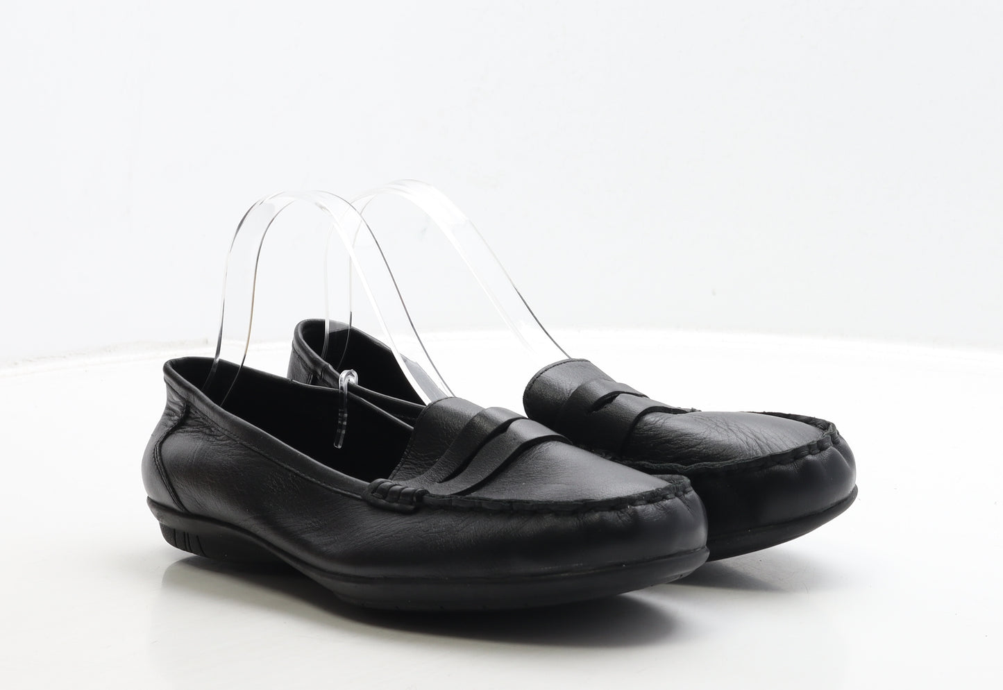 Hotter Womens Black Leather Loafer Flat UK 7.5