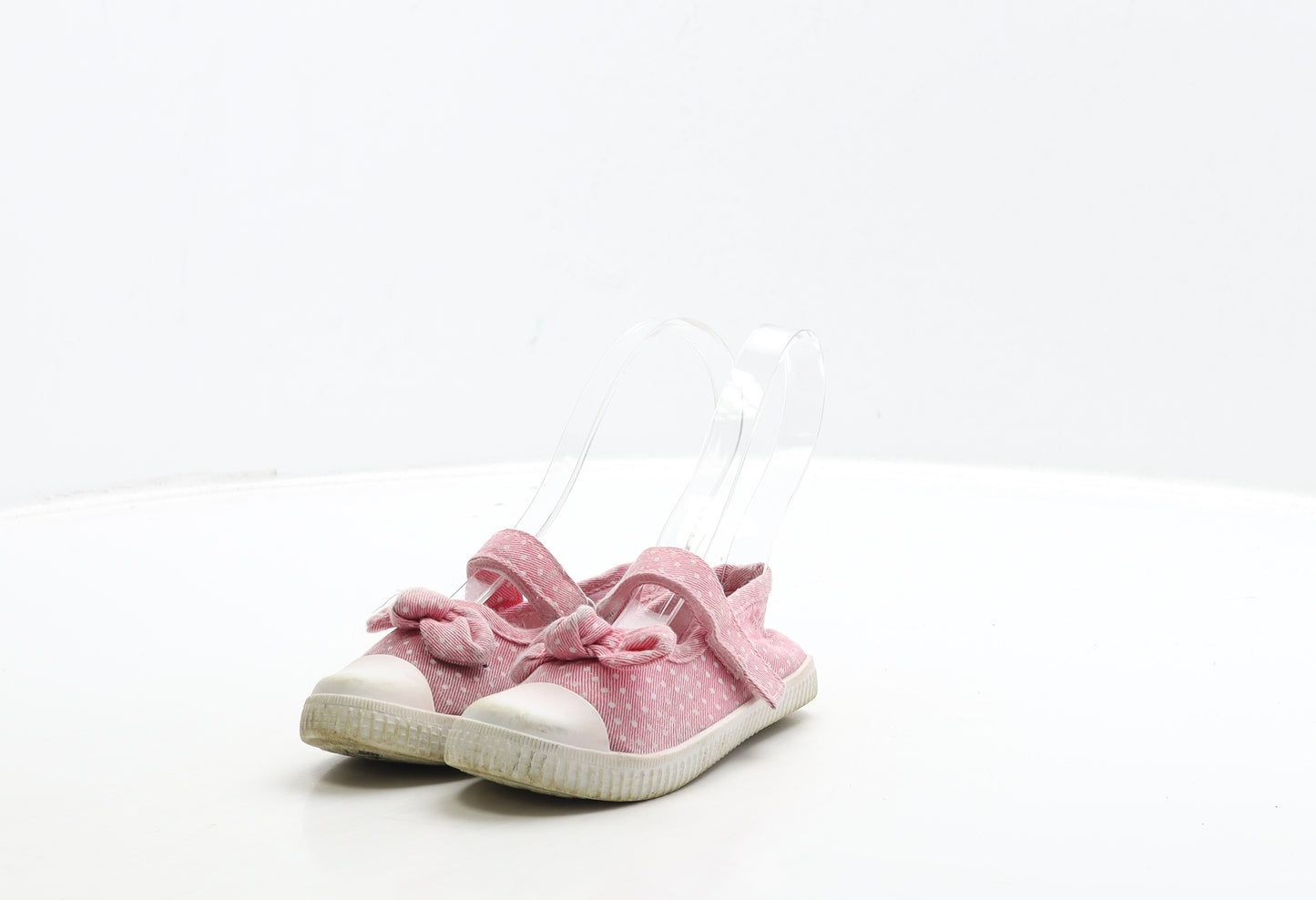 WalkRight Girls Pink Spotted Fabric Flat Casual UK 6