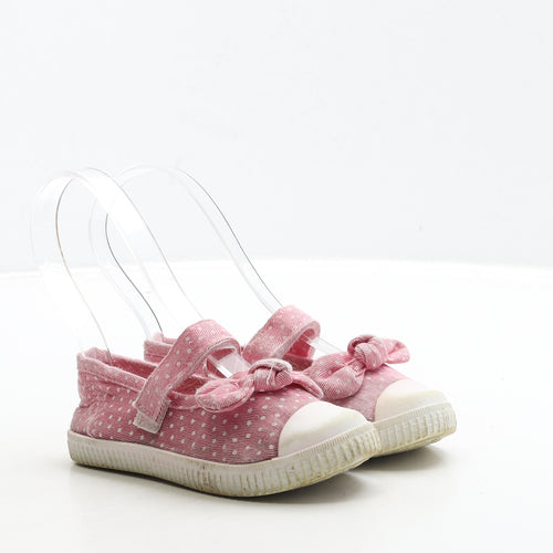 WalkRight Girls Pink Spotted Fabric Flat Casual UK 6
