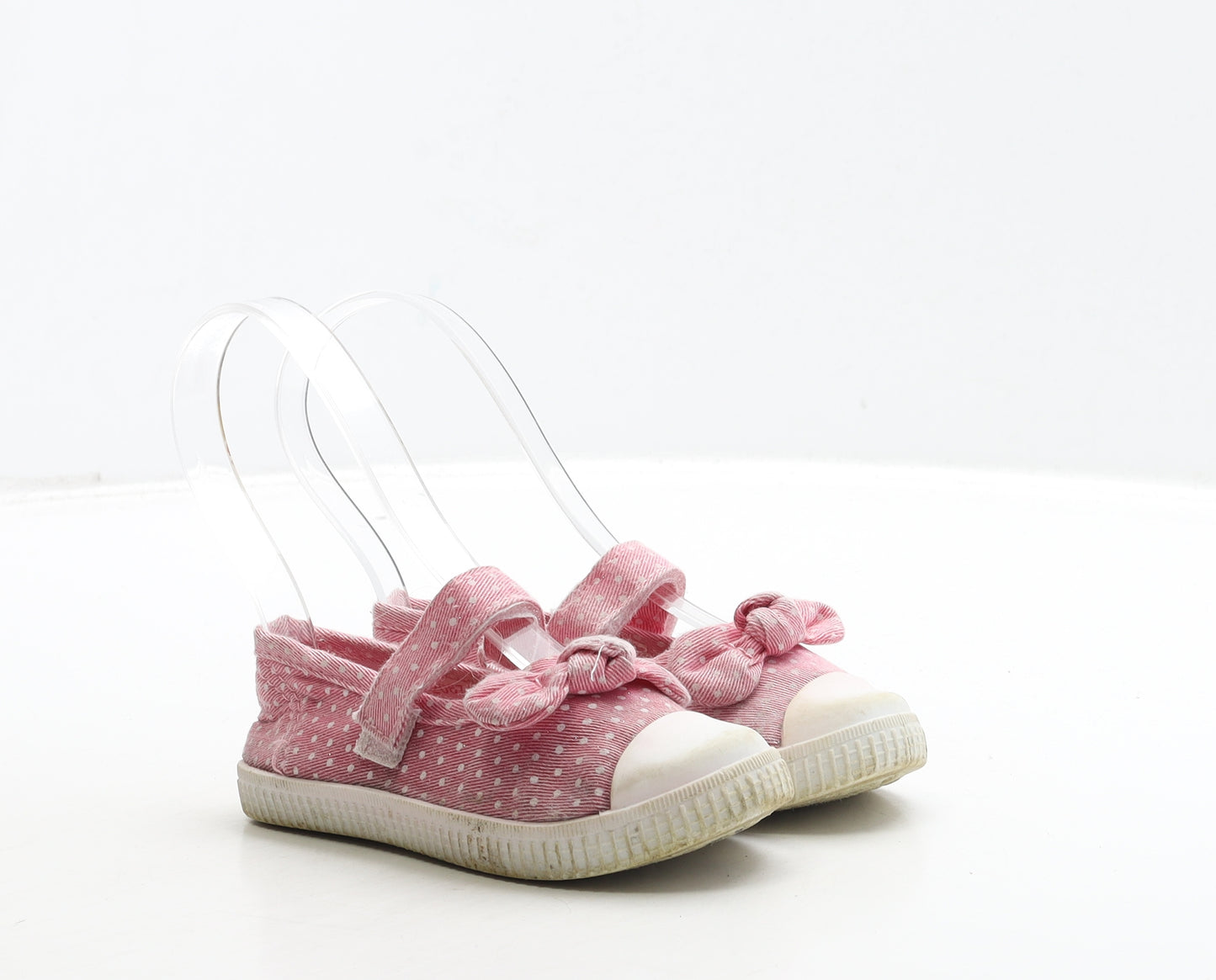 WalkRight Girls Pink Spotted Fabric Flat Casual UK 6