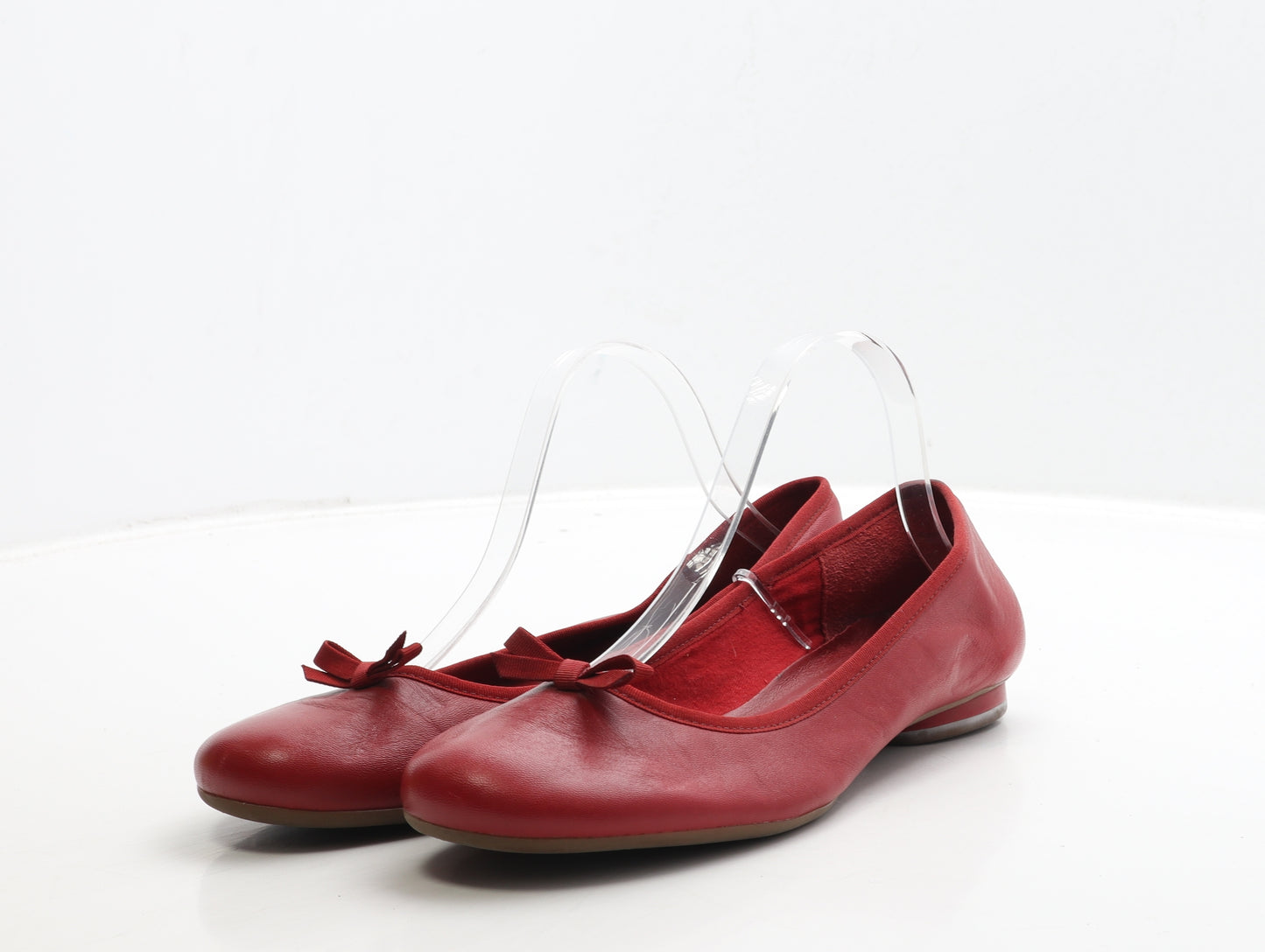 Clarks Womens Red Leather Ballet Flat UK 8