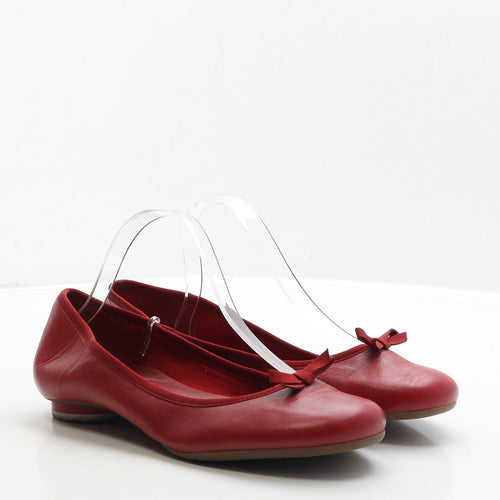 Clarks Womens Red Leather Ballet Flat UK 8