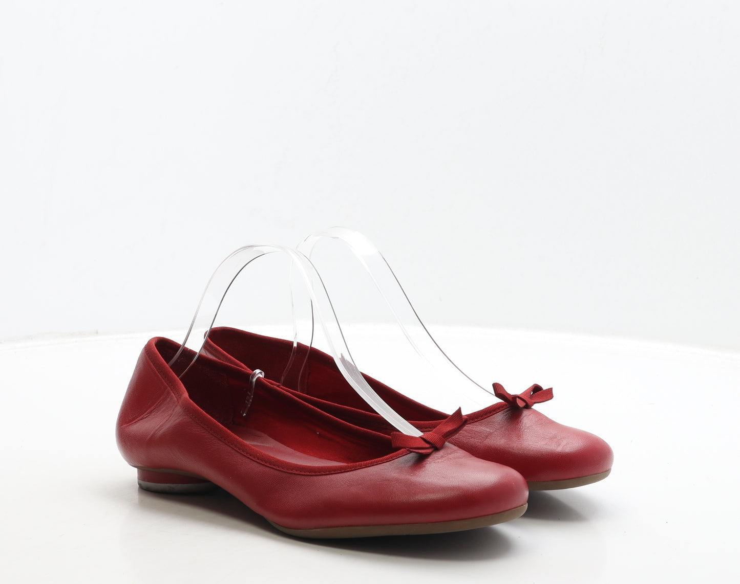 Clarks Womens Red Leather Ballet Flat UK 8