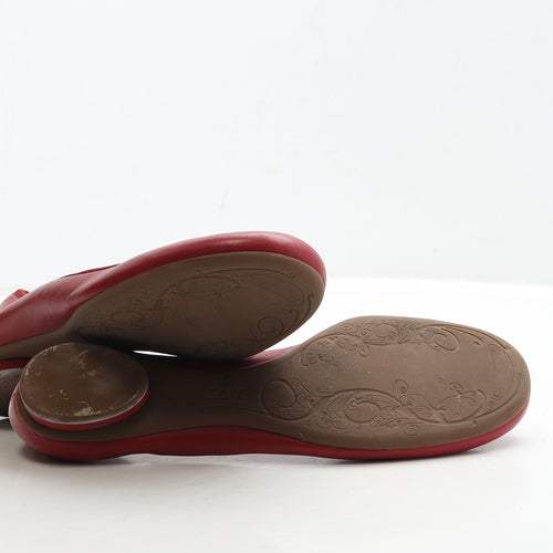 Clarks Womens Red Leather Ballet Flat UK 8