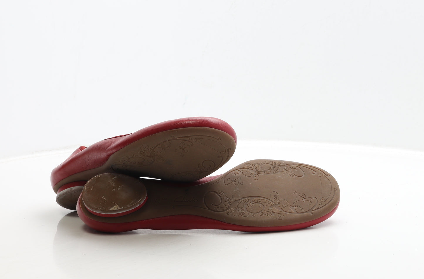 Clarks Womens Red Leather Ballet Flat UK 8