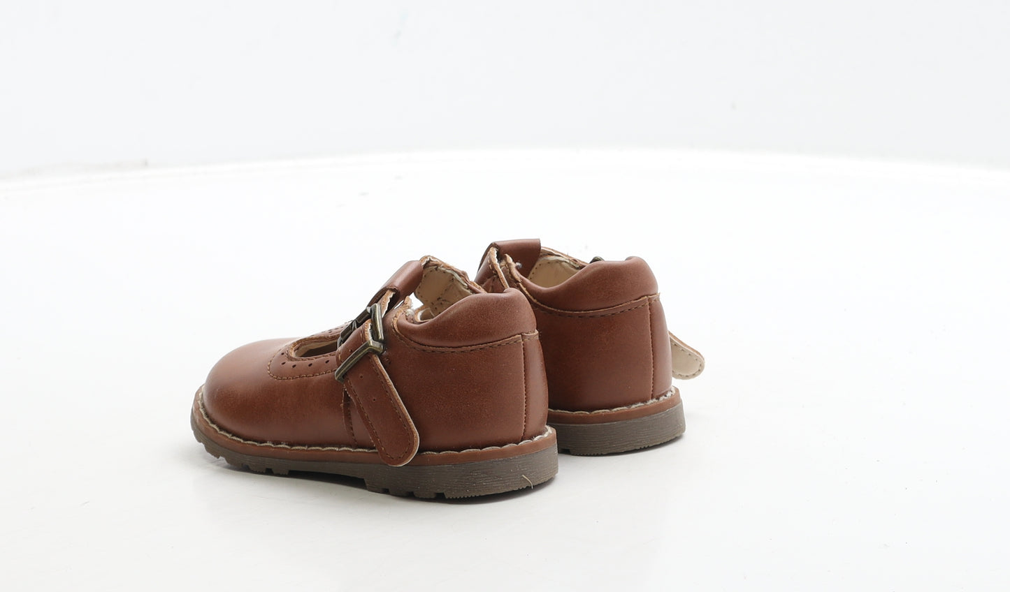 Preworn Girls Brown Leather Mary Jane Casual UK 3