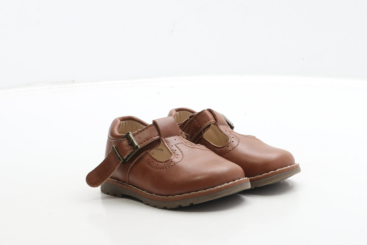 Preworn Girls Brown Leather Mary Jane Casual UK 3