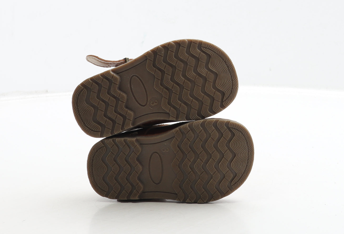 Preworn Girls Brown Leather Mary Jane Casual UK 3