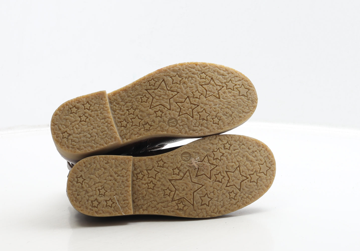 George Girls Brown Leather Biker Boot UK 12