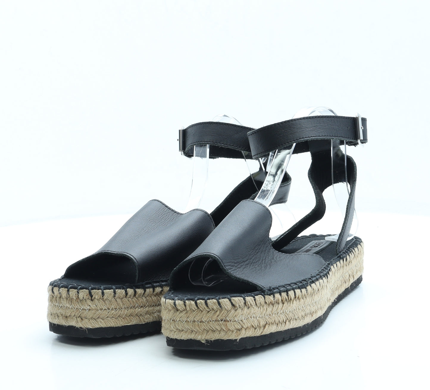 ASOS Womens Black Leather Espadrille Sandal UK 6