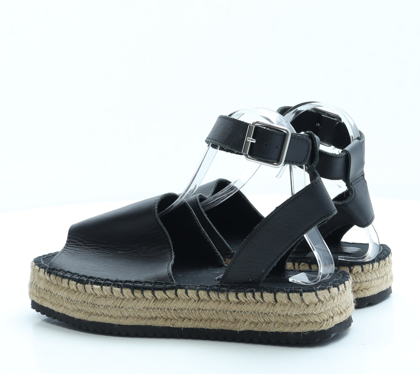 ASOS Womens Black Leather Espadrille Sandal UK 6