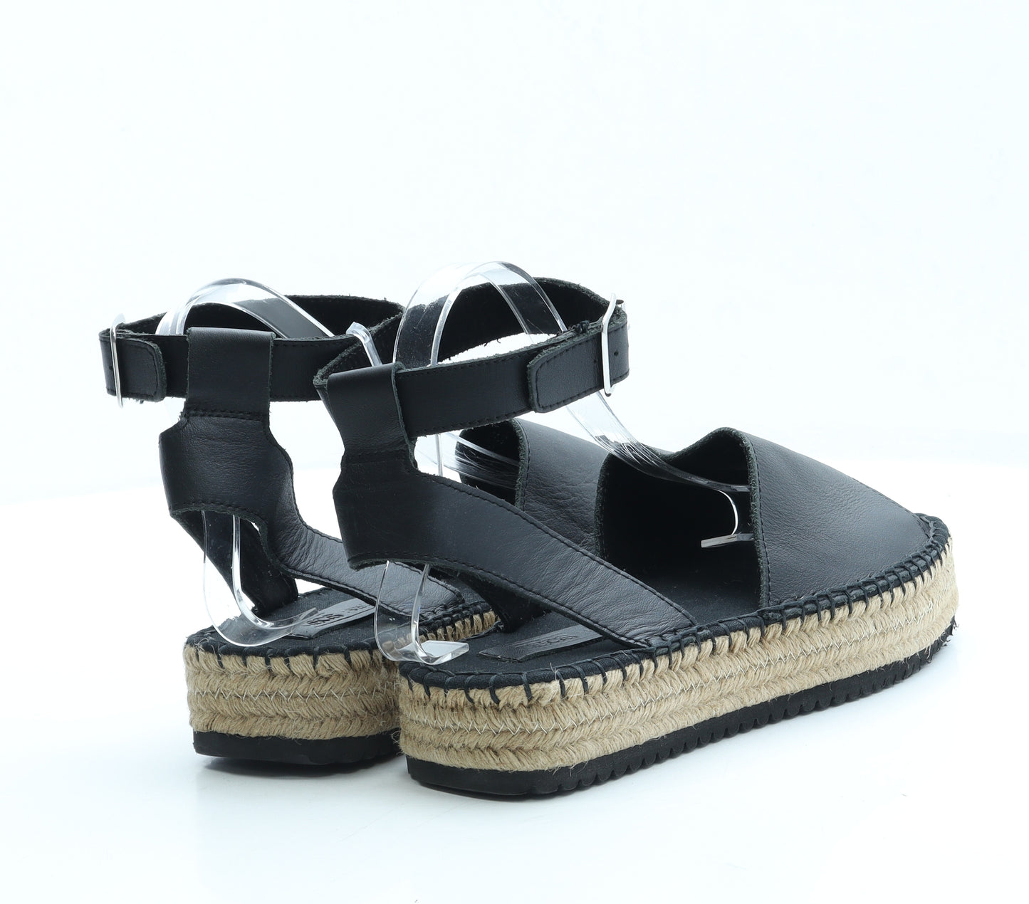 ASOS Womens Black Leather Espadrille Sandal UK 6