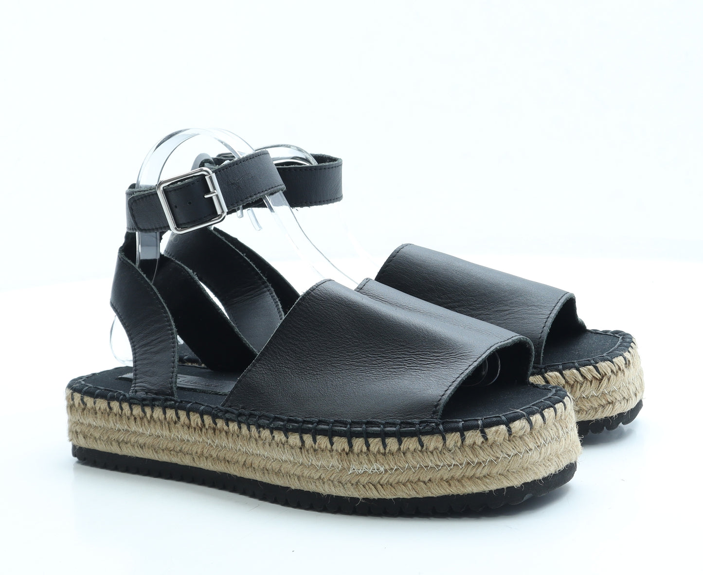 ASOS Womens Black Leather Espadrille Sandal UK 6