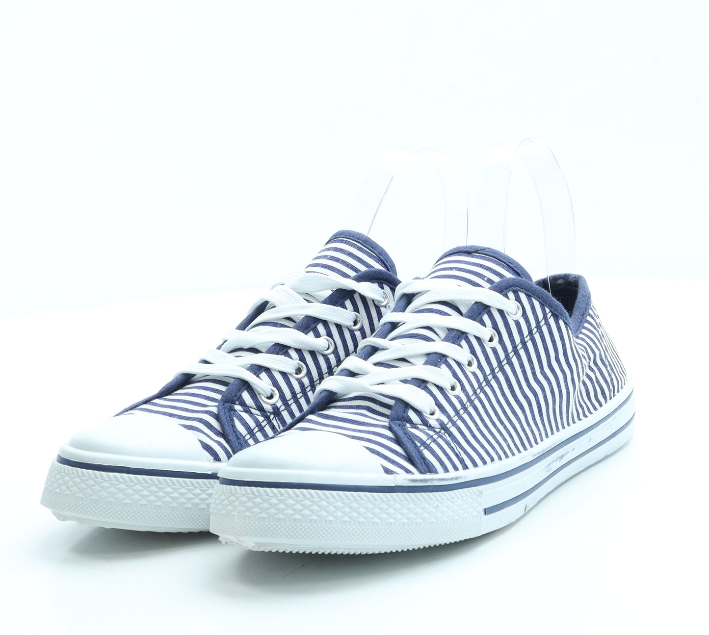 Be You Womens Blue Striped Fabric Trainer UK 6 39