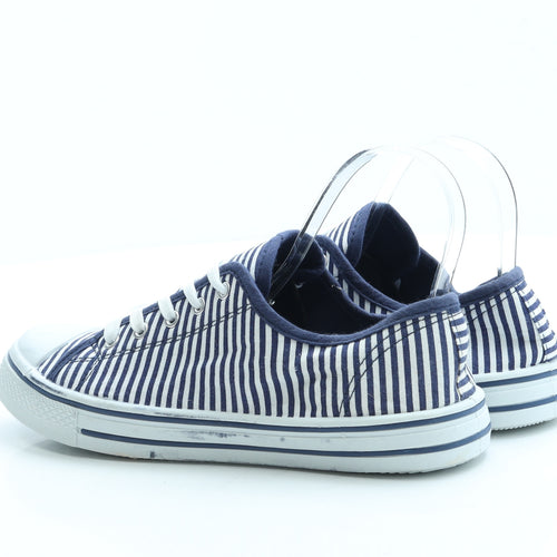 Be You Womens Blue Striped Fabric Trainer UK 6 39
