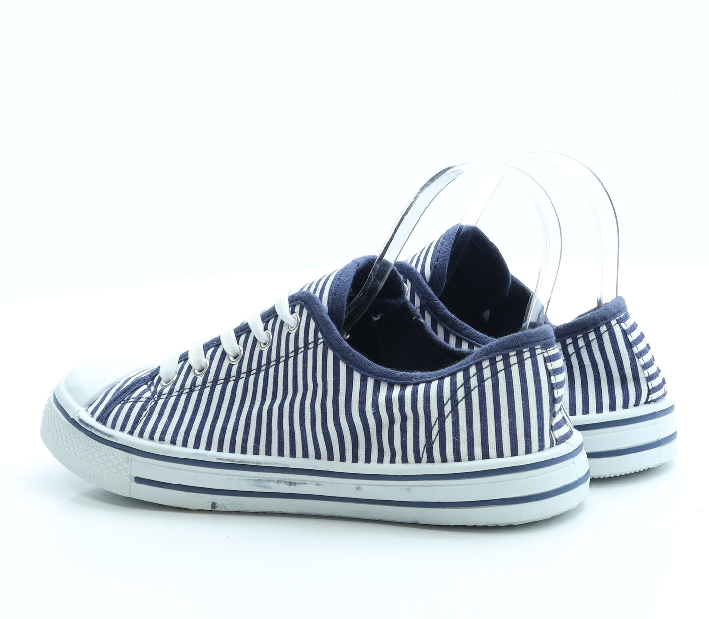Be You Womens Blue Striped Fabric Trainer UK 6 39