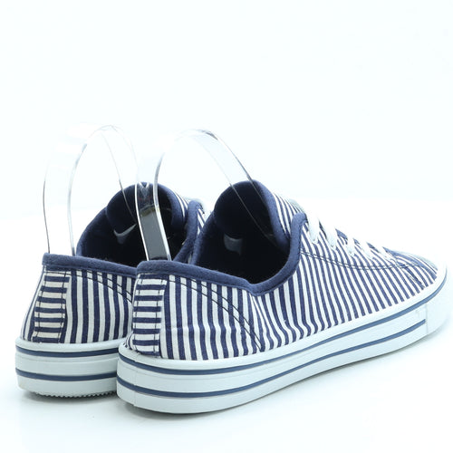 Be You Womens Blue Striped Fabric Trainer UK 6 39
