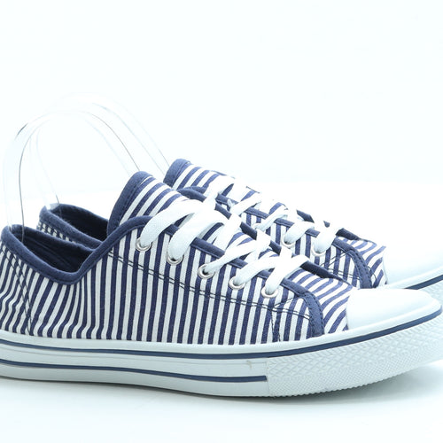 Be You Womens Blue Striped Fabric Trainer UK 6 39