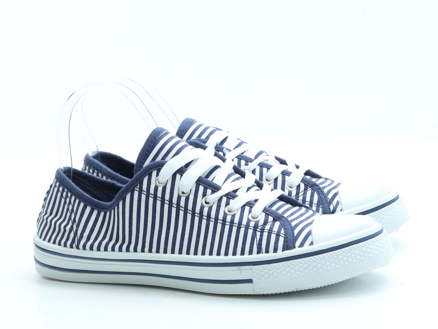 Be You Womens Blue Striped Fabric Trainer UK 6 39