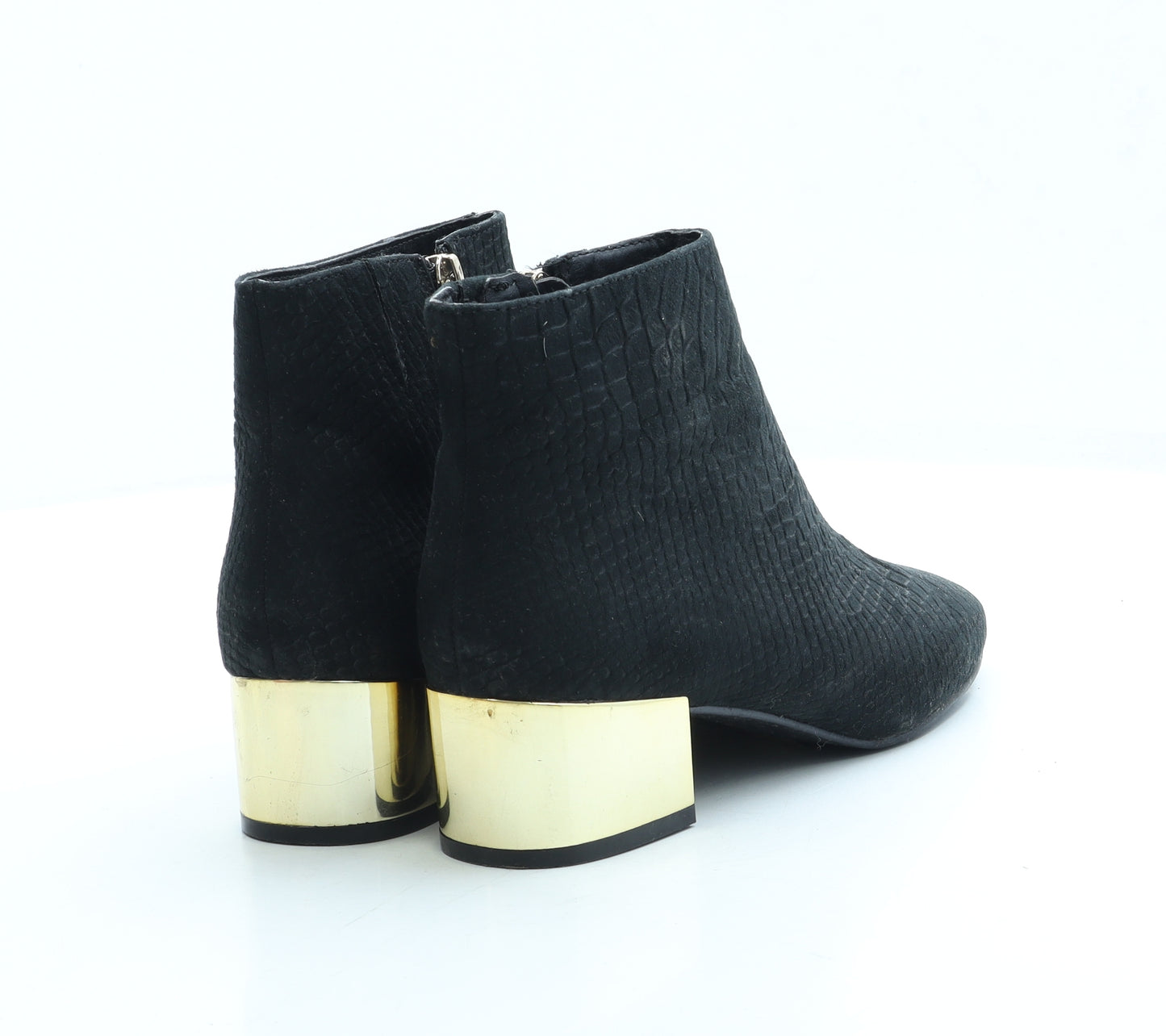 Topshop Womens Black Animal Print Polyester Bootie Boot UK 4 37 - Snake Print