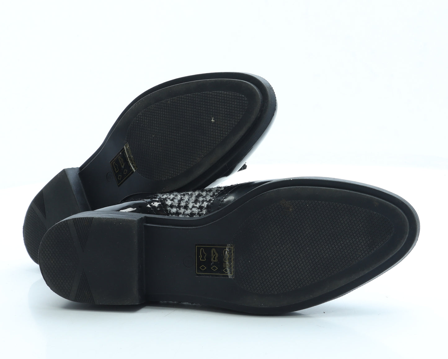 TU Womens Black Houndstooth Polyester Loafer Flat UK 8