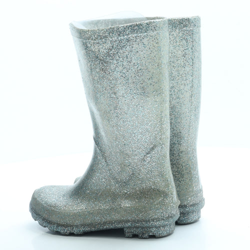 Welligogs Girls Silver Rubber Wellies Boot UK 1