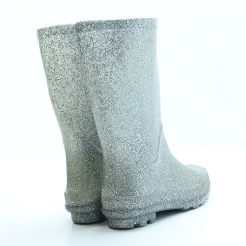 Welligogs Girls Silver Rubber Wellies Boot UK 1