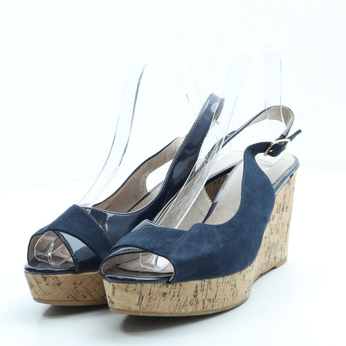 NEXT Womens Blue Polyester Slingback Heel UK 7 41 - Wide Fit