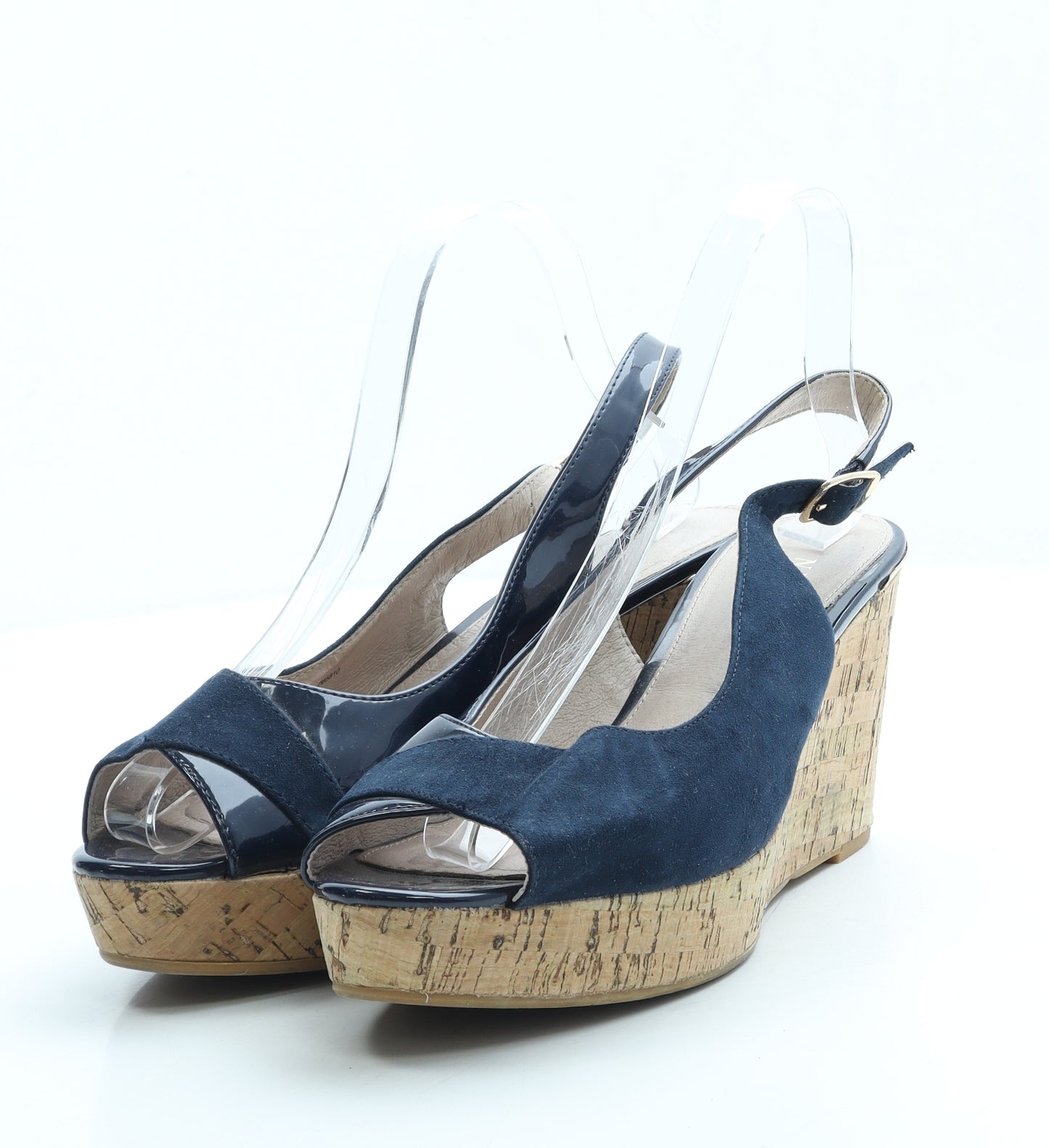NEXT Womens Blue Polyester Slingback Heel UK 7 41 - Wide Fit