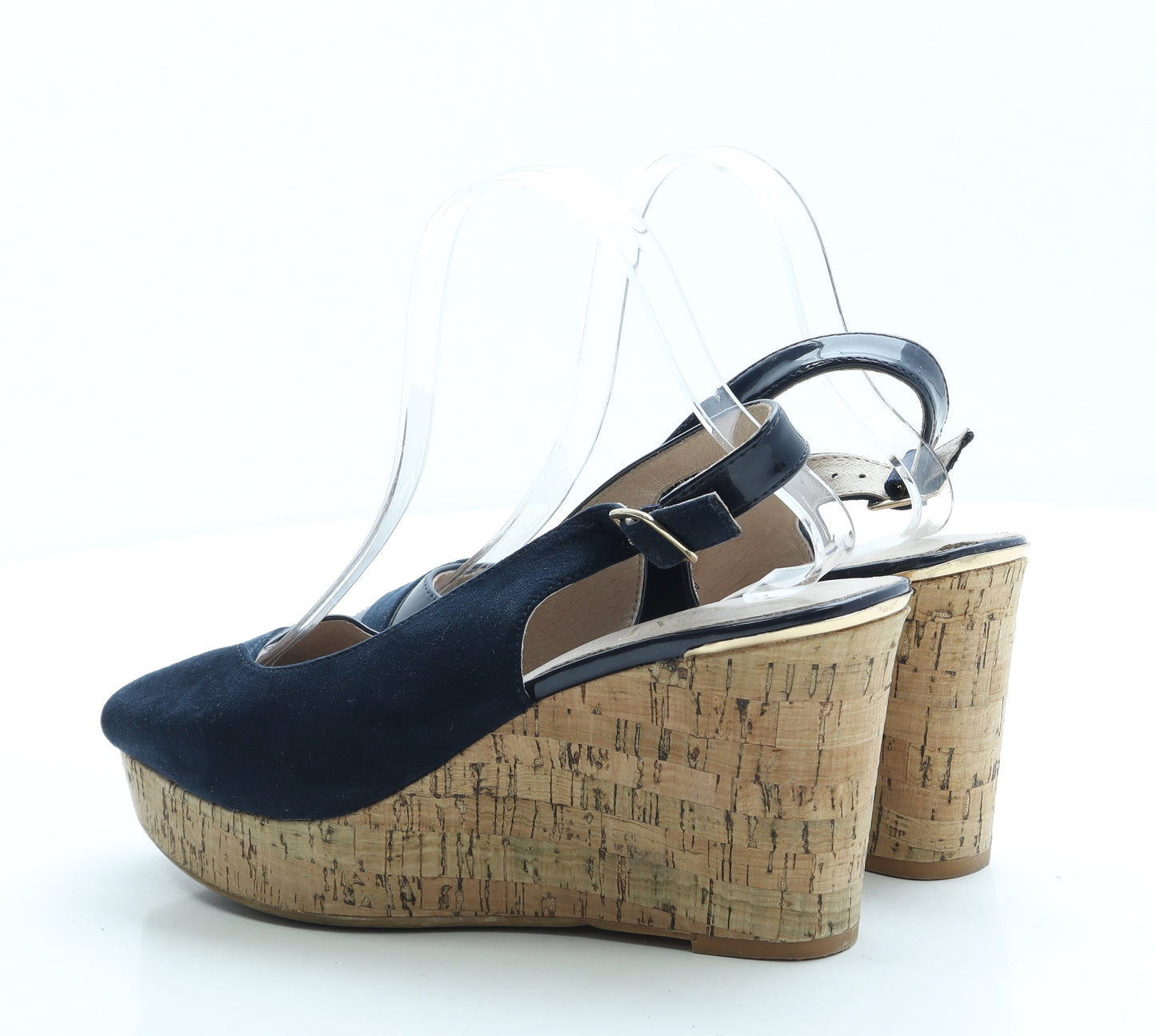 NEXT Womens Blue Polyester Slingback Heel UK 7 41 - Wide Fit