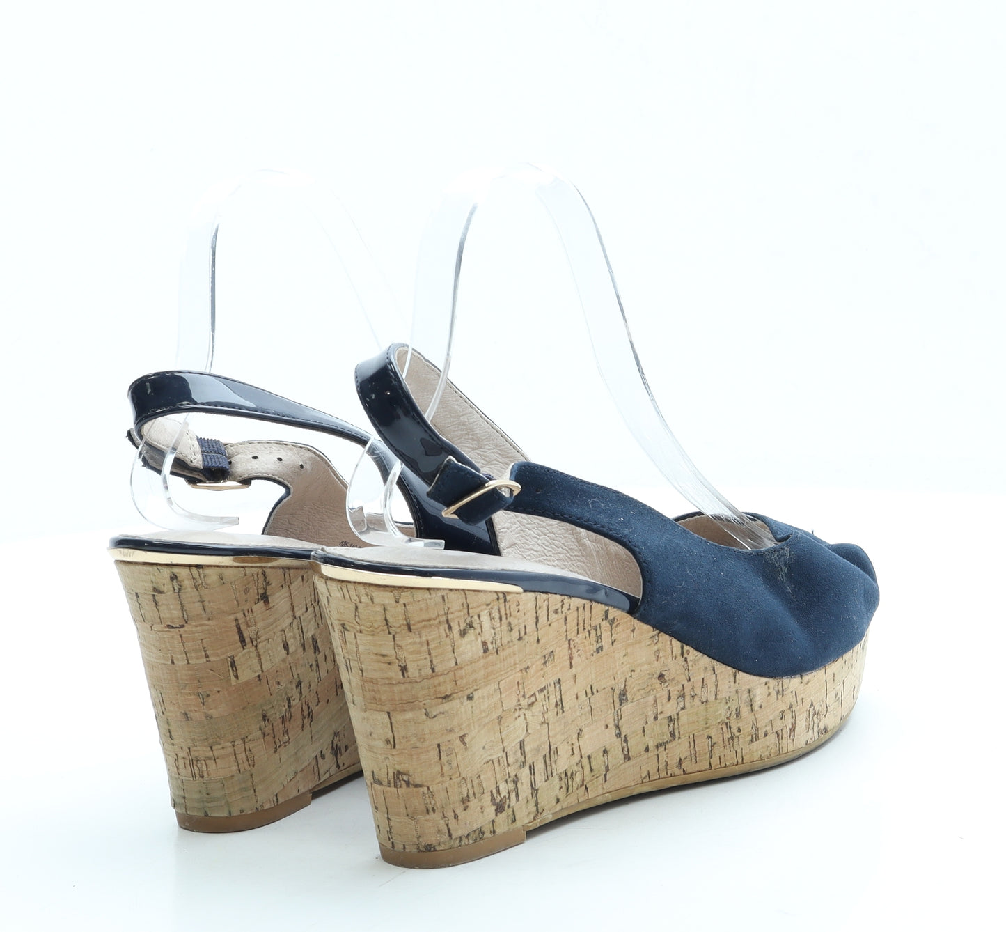 NEXT Womens Blue Polyester Slingback Heel UK 7 41 - Wide Fit