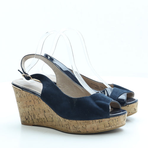 NEXT Womens Blue Polyester Slingback Heel UK 7 41 - Wide Fit