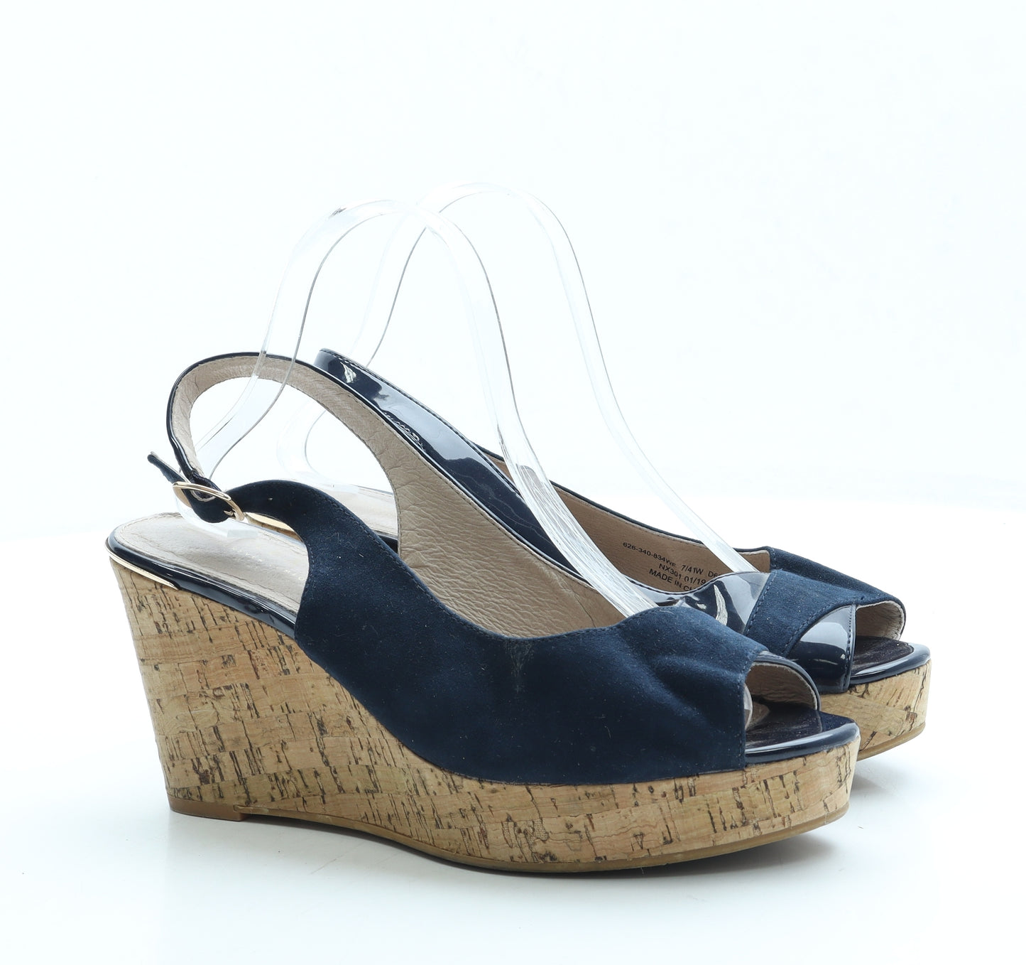 NEXT Womens Blue Polyester Slingback Heel UK 7 41 - Wide Fit