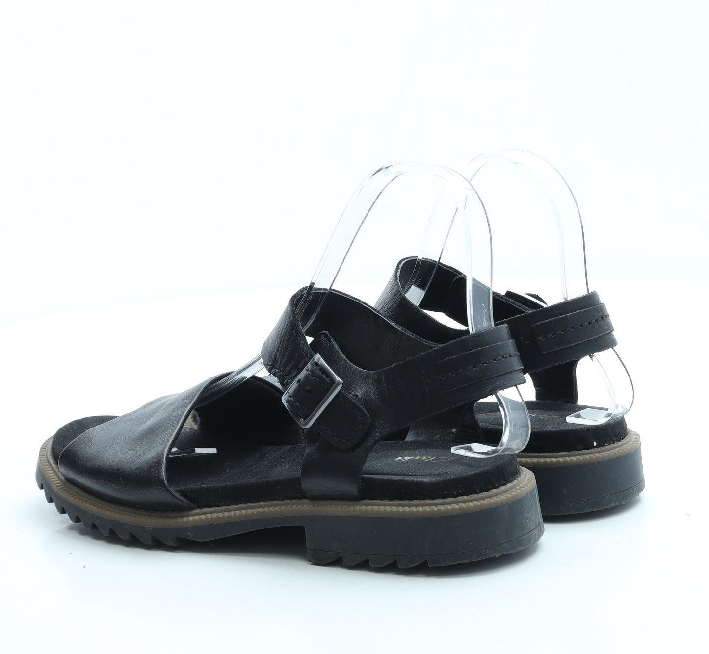 Clarks Womens Black Leather Strappy Sandal UK 5 38