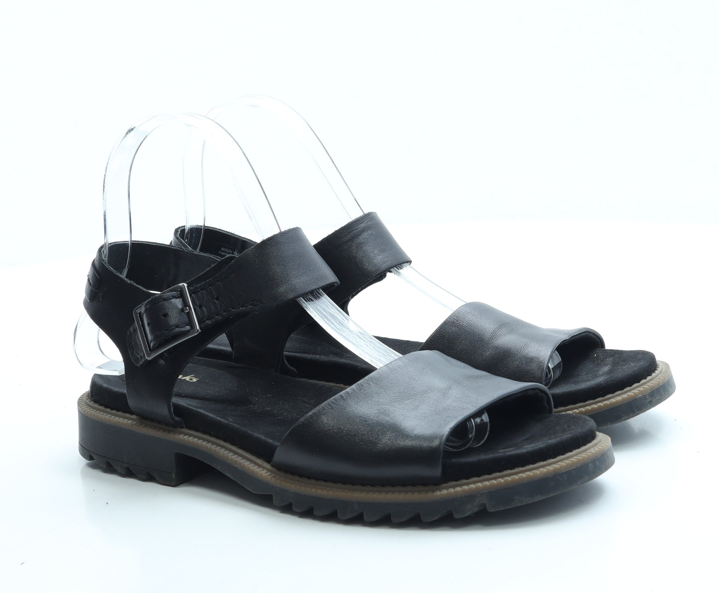 Clarks Womens Black Leather Strappy Sandal UK 5 38