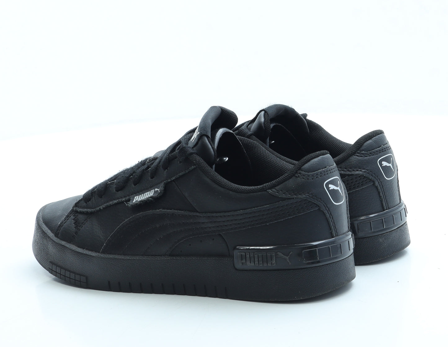 PUMA Boys Black Leather Trainer UK 3 35.5