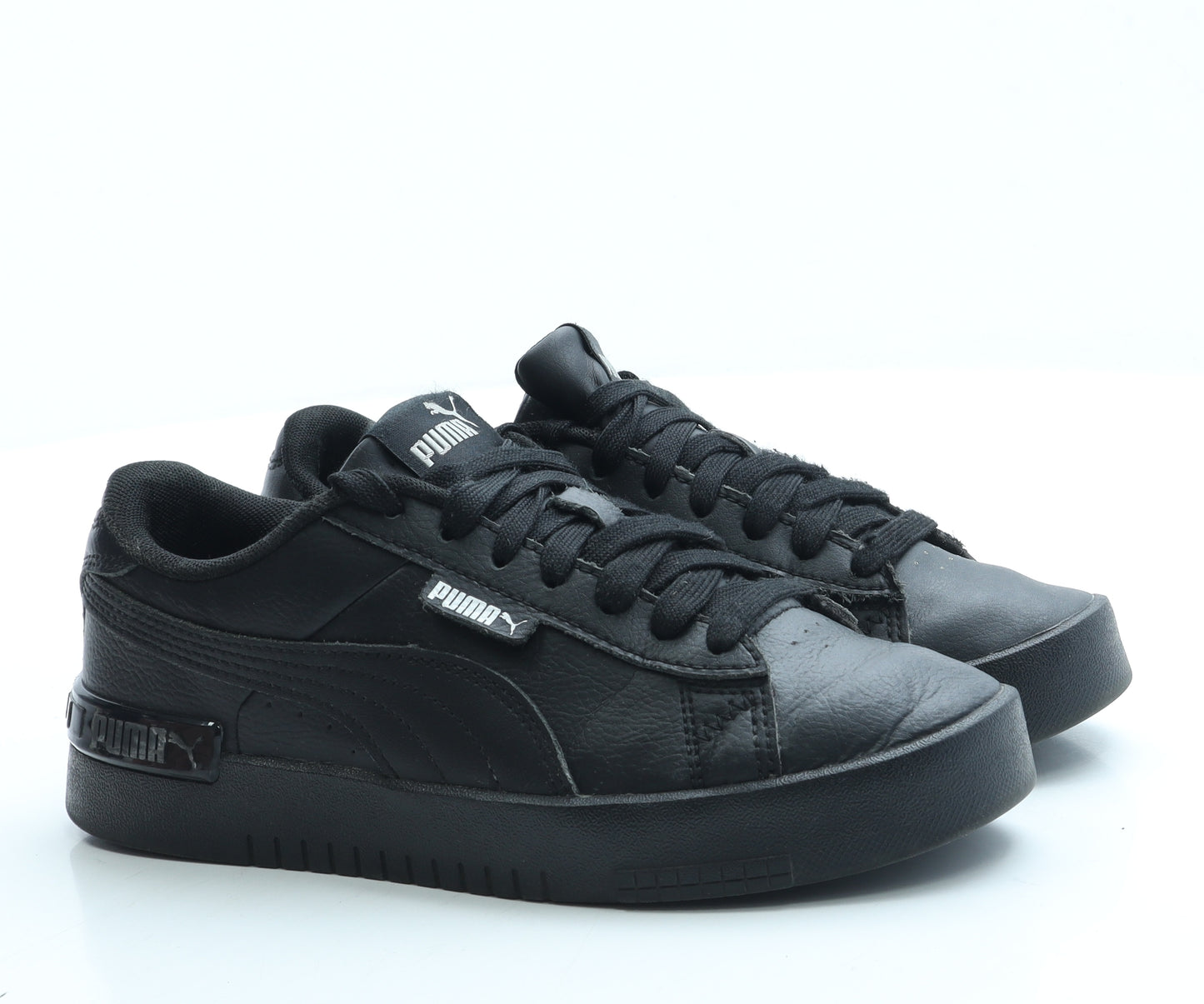 PUMA Boys Black Leather Trainer UK 3 35.5