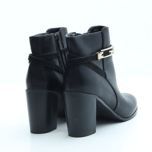 Dunnes Womens Black Leather Bootie Boot UK 4 37