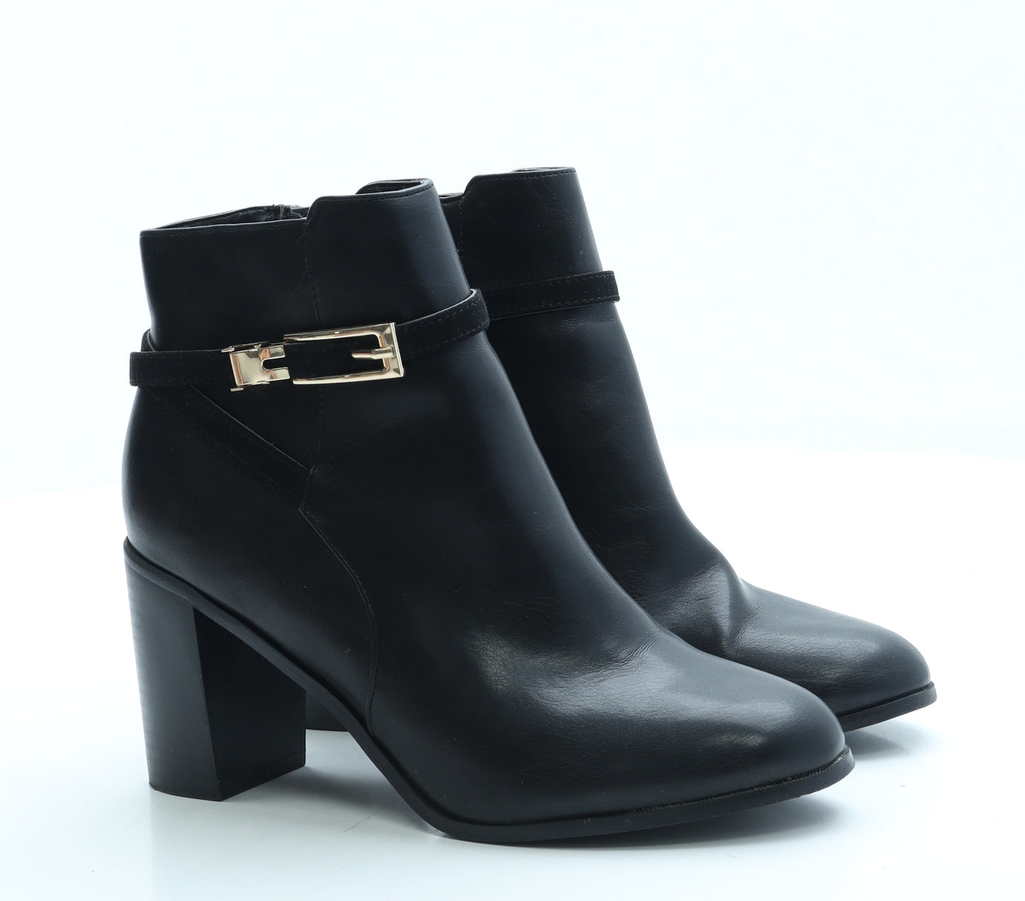 Dunnes Womens Black Leather Bootie Boot UK 4 37