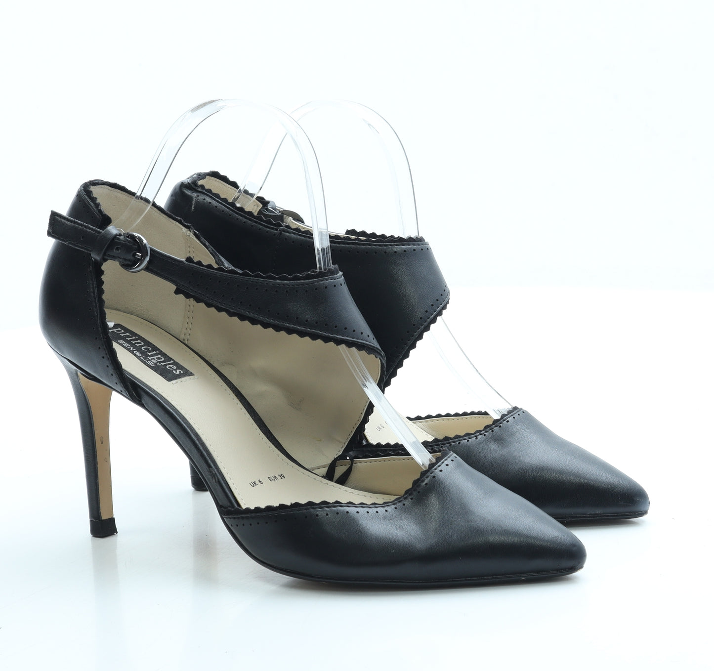 Principles Womens Black Leather Court Heel UK 6 39