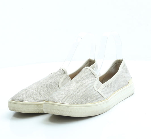 F&F Womens Gold Polyester Slip On Flat UK 7 41