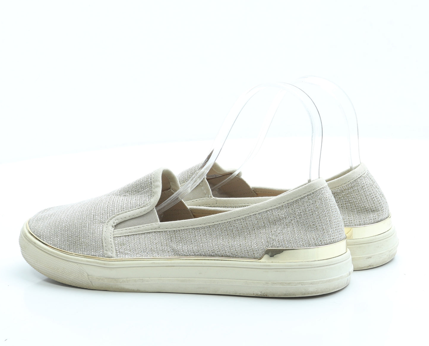 F&F Womens Gold Polyester Slip On Flat UK 7 41