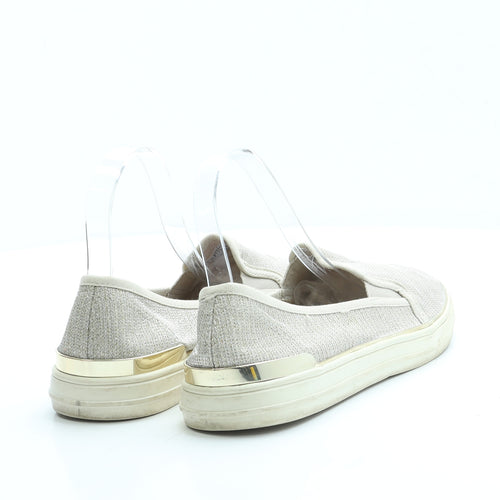 F&F Womens Gold Polyester Slip On Flat UK 7 41